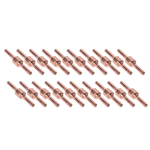 Top Tier Plasma Cutter Consumables Kit With Heavy Duty Nozzle Shields And Long Lasting Electrodes For LG40 Torch Cutting Machines showing copper electrodes arranged in rows.