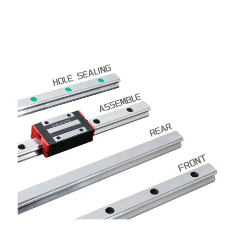 Premium High Precision Linear Guide Rail Kit 350mm HGR15 For CNC Routers with labeled assembly details and low friction units.