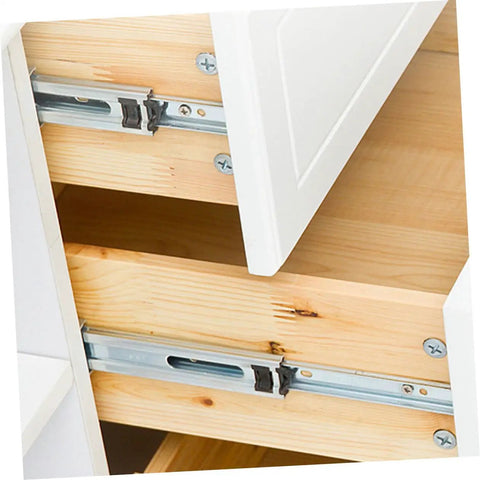 Plastic Drawer Slides Replacement Set White Bottom Mount Rails For Cabinets And Furniture in wooden cabinet
