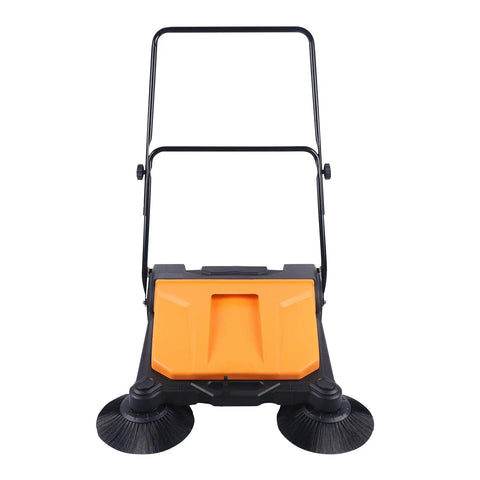 Heavy Duty 26 Inch Walk Behind Floor Sweeper With Foldable Handle And Sturdy Nylon Brushes For Durable Home Garage Cleaning Use No Electricity Needed Easy Maneuver Sweep