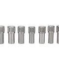 Pro Grade Steel Disc Cutter Set For Jewelry Making With Round Pendant Punch Tool And Six Dies arranged in a row on a white background