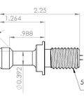 Technical diagram of 40 Degree Coolant CNC Pull Studs For CAT40 Taper, 10 Piece Pack, showing dimensions and thread details.