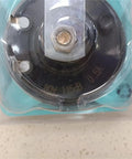 Close-up of Heavy Duty 110Db 80V Electric Horn, black speaker design, features mounting bracket, ideal for industrial vehicles.