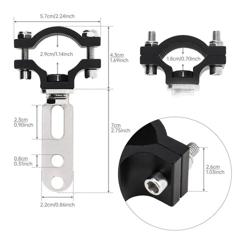 Ride Ready Two Piece Adjustable Light Bar Mounting Brackets dimensions and design details