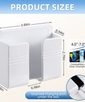 Wall Phone Holder For Camper RV Boat Two Pack White Heavy Duty Adhesive Mount showing dimensions and phone compatibility