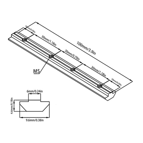 Dope 8Pc Aluminum Profile T Slot Connector Kit For Straight Line Builds With Super Corrosion Resistance and Durable Lightweight Alloy Design, 100mm length, dimensions shown.