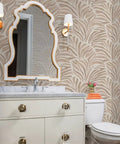 Total Knockout Modern Animal Print Vinyl Wallpaper Featuring A Slick Leather Texture Dang Durability Commercial Grade Wallcovering Easy Paste Install Home Upgrade in elegant bathroom setting.
