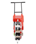 Front view of Hand Push Seeder With Ten Nozzles For Garden Row Crops, Precision Seed Drill Planter, easy manual rolling seeder.