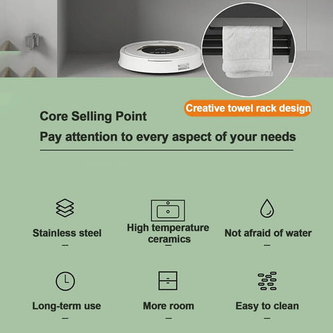 Wall Mounted Bathroom Sink with creative towel rack design, featuring high temperature ceramics and stainless steel, suitable for various spaces.
