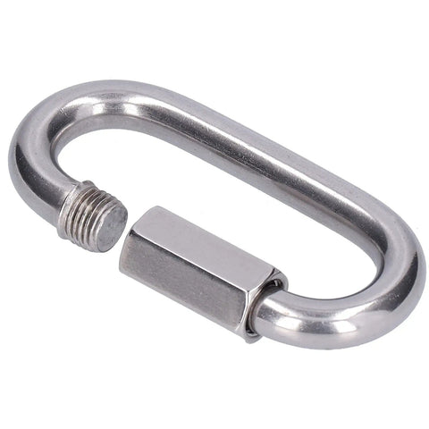 10 Pack Quick Link Connectors in Stainless Steel 304 Built Tough Heavy Duty Carabiner Style Chain Links Threaded Locking For Outdoor Gear Camping Hiking Boating M8 Easy Install, front view