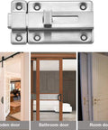 Stainless Steel Sliding Door Bolt Lock 2 Pack Surface Mounted Latch 3 Inch Door Bolts For Internal Doors Built To Last Tough As Nails Rustproof Security For Home And Office shown on various door types