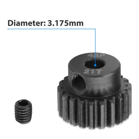 Five Pack 48P RC Pinion Gears Set 17T 18T 19T 20T 21T For 1Tenth Scale RC Cars With 3.175mm Shaft Hardened Steel Gear 21T