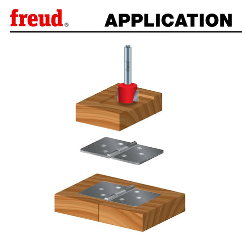Illustration of Spoilboard Surfacing And Mortising Router Bit Pro Grade One And A Quarter Inch Diameter application on wood.