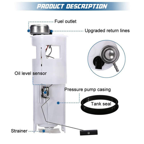 Diagram of Drop In Fuel Pump Module Assembly For 2002 2003 Dodge Ram 1500 Pickup Truck With 26 Gallon Tank E7161M Direct Fit Replacement OE