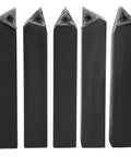 Five black carbide indexable turning tool shanks with triangular tips