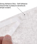 Close-up of self-sealing adhesive strip on 100 Pack Small Bubble Pouch Bags 3.15 X 4 Inches Self Sealing Bubble Pouches with cushioning
