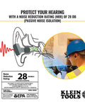 Illustration of Jobsite Bluetooth Earbuds With 28 dB Noise Reduction Memory Foam Tips For Comfort, worker wearing earbuds
