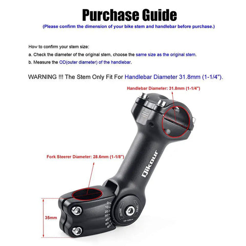 Adjustable Bike Stem 60 Degree 31.8mm Handlebar Fit For MTB And Road Bikes 28.6mm Steerer One Eighth Inch Standard 130mm Length