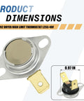 2 Pack Dryer High Limit Thermostat L255-40F For 510702 Replacement Replaces 61886 AP6285127 with dimensions