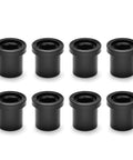 Eight Piece Heavy Duty Suspension Bushing Kit For John Deere Gator Upper Lower Control Arm Flanged Sleeve Isolators Replaces M158746, black flanged sleeve bushings.