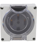 Beefy Nema L14-50R Industrial Locking Power Outlet 50amp 250volt Wall Mount Receptacle with transparent cover and PA66 housing.
