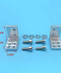 Universal L Shaped Servo Mount Bracket For RC Boats Aluminum Alloy Servo Holder For O Class Submarines And Mono Hull Models With 20x20x12mm Compact Design And Vibration Resistant Servo Support Includes Screws And Washers For Quick Install, showing two brackets, screws, and washers on blue background.