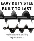 Heavy Duty Garden Auger Drill Bit For Planting With Deep Uniform Holes In Two Sizes, steel construction, rust-resistant coating