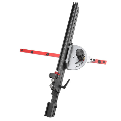 Micro Adjustable Flip Stop Miter Gauge Table Saw Band Saw Router Table with extendable fence and ruler markings.