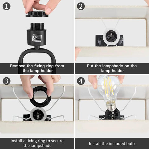 Assembly steps for Must-Have Set Of 2 Modern Touch Lamps With Dual USB Ports And AC Outlet, 3-Way Dimmable Black Desk Lamps