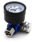 Pro Air Pressure Regulator With Gauge For Spray Paint And Pneumatic Tools Quarter Inch Thread Adjustable To 12 Bar 180 Psi close-up view of gauge and connector.