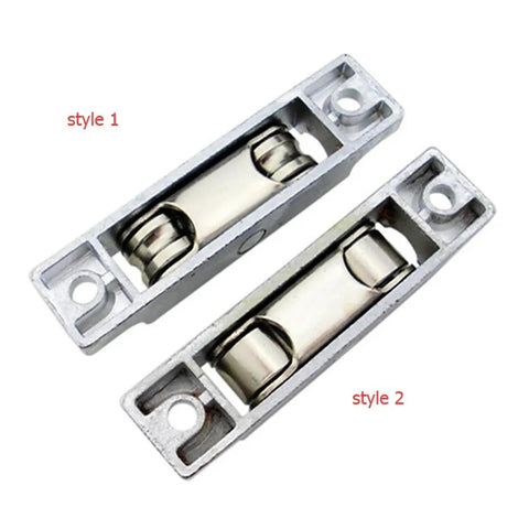 Heavy Duty Copper U Groove Barn Door Rollers Featuring Smooth As Butter Silent Glide Seamless Sliding Glass Hardware Fitting durable wheel casters shown in two styles.