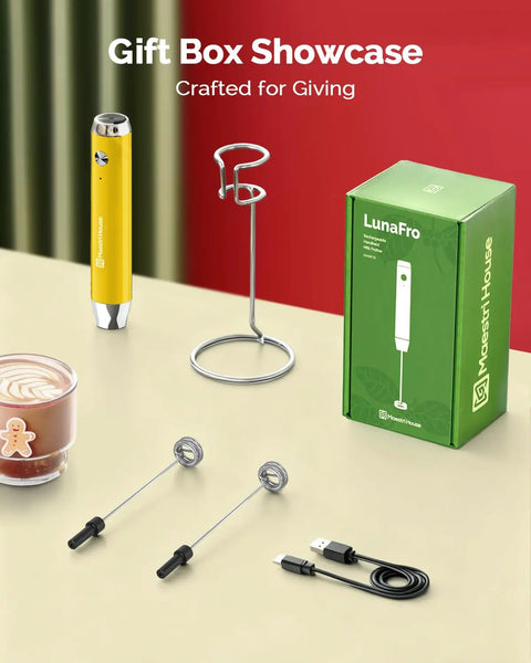Sweet Coffee Game Changer Sitting Pretty On Your Counter With Your Rechargeable Electric Milk Frother And Stand.