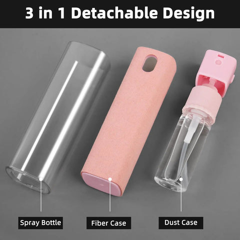 3 In 1 Screen Mist Cleaner Kit With Built In Spray And Microfiber Cloth, detachable spray, fiber, dust cases