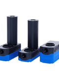 Three blue Mini Multi Stage Vacuum Generator With Pneumatic High Flow And Suction for Precision Parts Handling, BM20 B compatible.