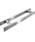 60 Inch Solid Stainless Steel Push Pull Door Handle Set With Heavy Duty Commercial Grade 304 Brushed Finish Deep Engagement Standoffs, angled view