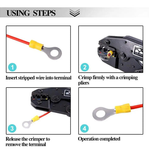 Solid 360 Piece Ring Cable Squeeze Terminal Cold Press Joint Box With Quick Crimp Tool Set For All Types Electrical Wire Connectors And Heavy Duty Splices, ring terminal crimping steps