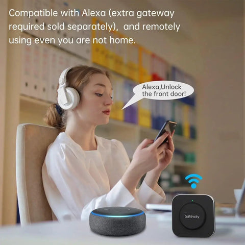 Smooth Operator Smart Lock For Front Doors With Integrated Handle Featuring Quick Fingerprint Unlock Smartphone App Bluetooth Control Alexa Compatibility And Classic Gold Finish For Tight Security And Dead Simple Install