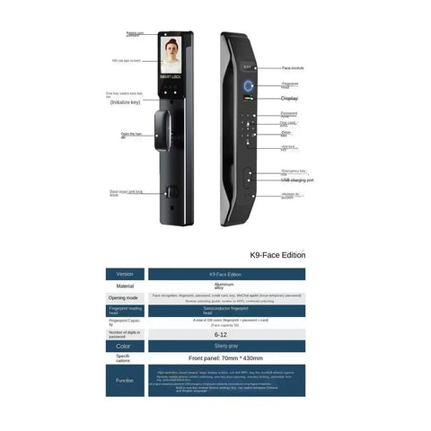 Solid Choice Face Recognition Smart Lock And Biometric Deadbolt For Home Security Featuring Zero Hassle Keyless Entry with HD display