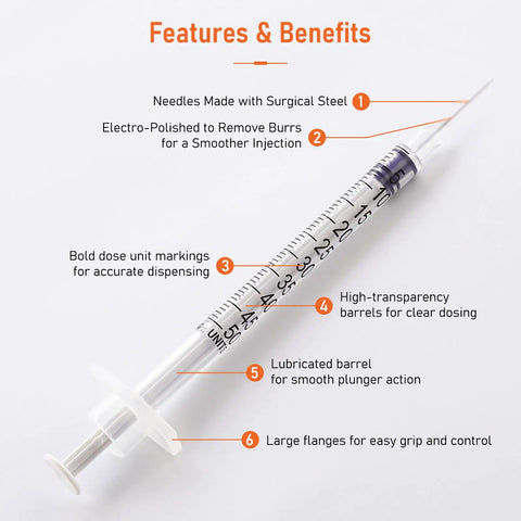 Transparent Dispensing Tips Featuring Double Helix Lock And Large Area Rotation Design Individually Wrapped 0.5cc Needles for Paint Glue Oil and Ink 100 Pack with detailed markings.