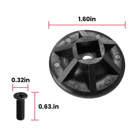 Heavy Duty Replacement Plunger Piston And Screw Kit For 10 Oz Caulking Gun showing 1.60in black plastic plunger and 0.63in screw.