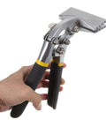 Metal Bender Hand Seamer Tool With Straight Jaw Pliers for roofing and sheet metal projects, shown in hand for size reference.