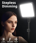 Woman using Two Pack LED Video Light Kit With 20W Ring Lights And 300 LEDs, Pro-Grade, Creator-Friendly Shadow-Free Studio Lighting
