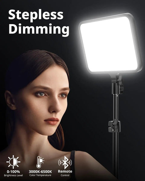 Woman using Two Pack LED Video Light Kit With 20W Ring Lights And 300 LEDs, Pro-Grade, Creator-Friendly Shadow-Free Studio Lighting