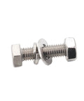 Heavy Duty M8 X 35Mm Hex Bolts Kit With Matching Nuts Flat Washers And Spring Lock Hardware In Rock Solid 304 Stainless Steel close-up of bolt and washer.