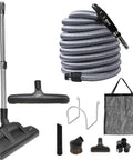 OVO Central Vacuum Deluxe Plus Kit with 40ft ON/OFF hose, 12-inch floor brush, air-driven carpet beater, tools and bag
