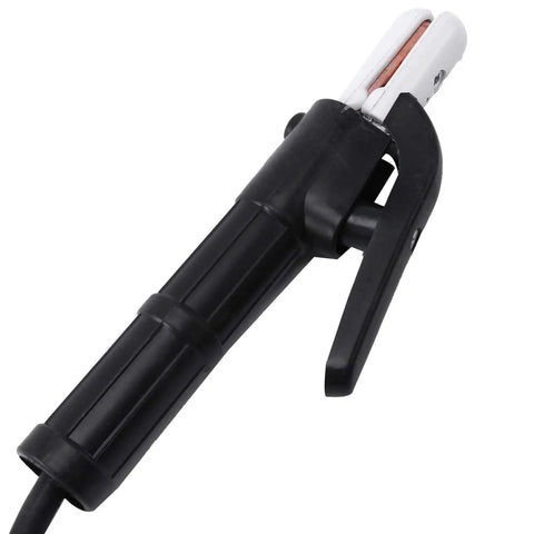 Heavy Duty Welding Clamp Electrode Holder With 10 Foot Cable designed for stick welding jobs, showing handle with cool grip insulation.