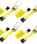 Heavy Duty Flat Hook Ratchet Straps 4 Pack 2 Inch By 27 Foot Weather Resistant Cargo Straps For Hauling Heavy Loads With 3,333 Lb Working Load Limit For Flatbeds Trucks Trailers And Pickups