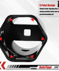 Close-up of a 6-point Three Eighths Inch Drive 54mm Hub Axle Nut Socket for Toyota Land Cruiser and 4x4 vehicles
