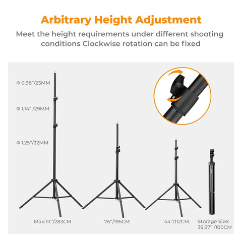 Heavy Duty Light Stand for Photography 9.1ft Extendable Tripod with adjustable height settings and rotation feature