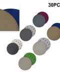 30 Pcs 5 Inch Wet Dry Sandpaper Discs Super Silicon Carbide Assortment For Auto Paint Correction showing grit labels 1000 to 7000.